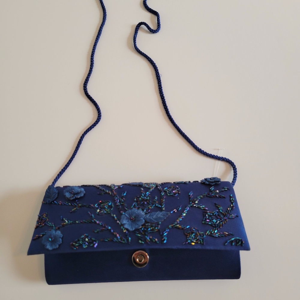 Preston & York Blue Beaded Evening Shoulder Bag